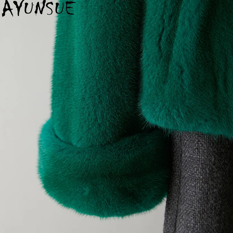 AYUNSUE réel manteau de fourrure de vison femmes vêtements de luxe réel manteaux de fourrure entière femme vison femmes manteaux veste d'hiver 2025 Шуба Ж Döncud