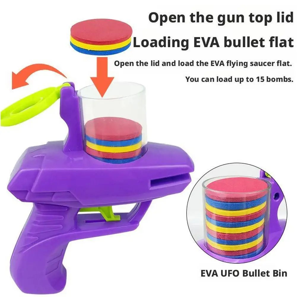 屋外ゲームフォームディスクガンおもちゃ子供用、フライングディスクシューティングランチャー、ダブル親子インタラクティブ子供のおもちゃ