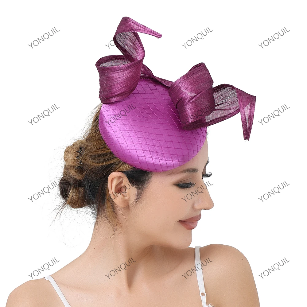 Высококачественный шелковый льняной и атласный свадебный головной убор, женский головной убор-волшебник с цветком для коктейльных гонок, аксессуары для волос