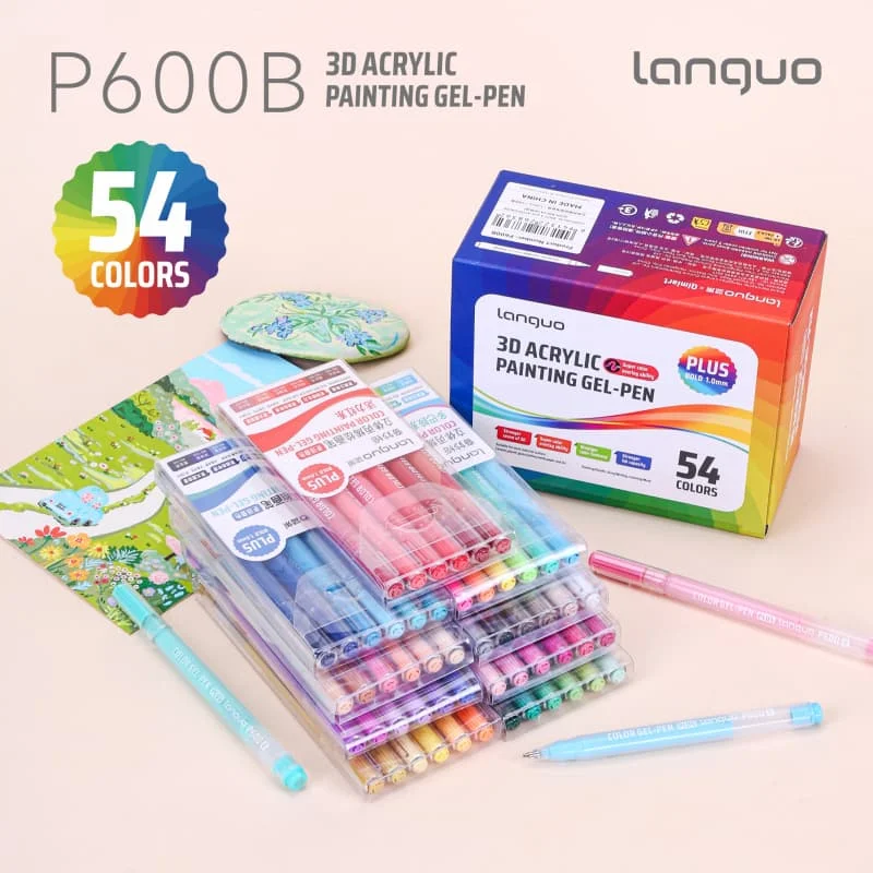 54 Colors 3D Acrylic Gel Pen, Quick-Drying 1.0mm Acrylic Gel Pen, Graffiti Painting Set, Can Take Notes, Mark, Greeting Cards
