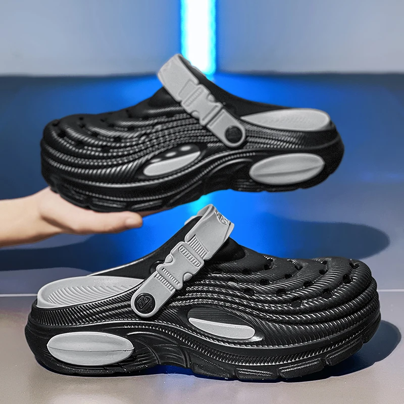 Sandales et sabots d'été pour hommes, grandes tailles 47, pour l'extérieur et le jardin, chaussures à trous, chaussures décontractées pour hommes, chaussures aquatiques, pantoufles confortables et souples pour la maison