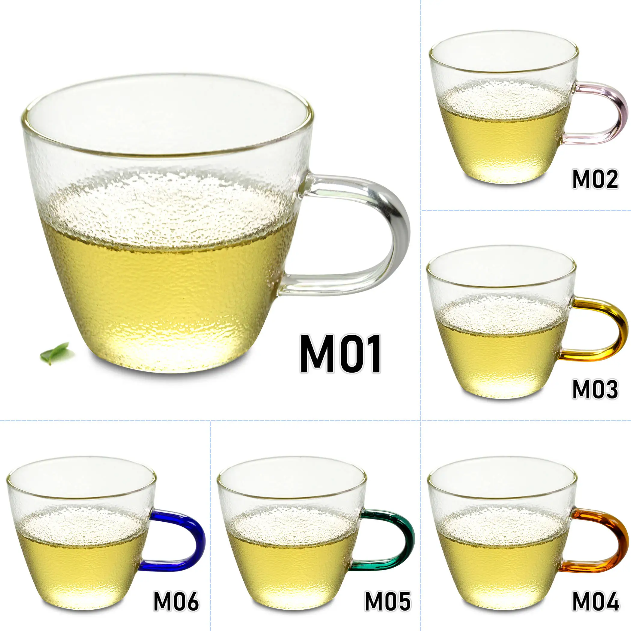 120ml Heat Resistant Hammered Glass Small Tea Cup with Handle Mug for Milk Drink