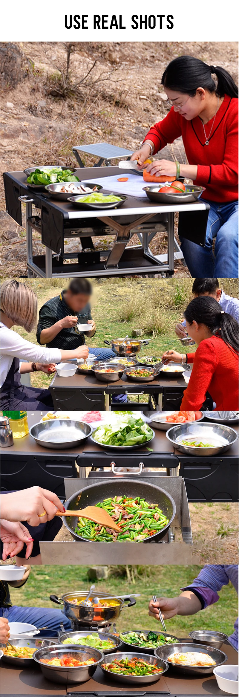 Outdoor Camping piesze wycieczki przenośne wąskie narzędzie kuchenne stół składany aluminiowe Camping kuchenne