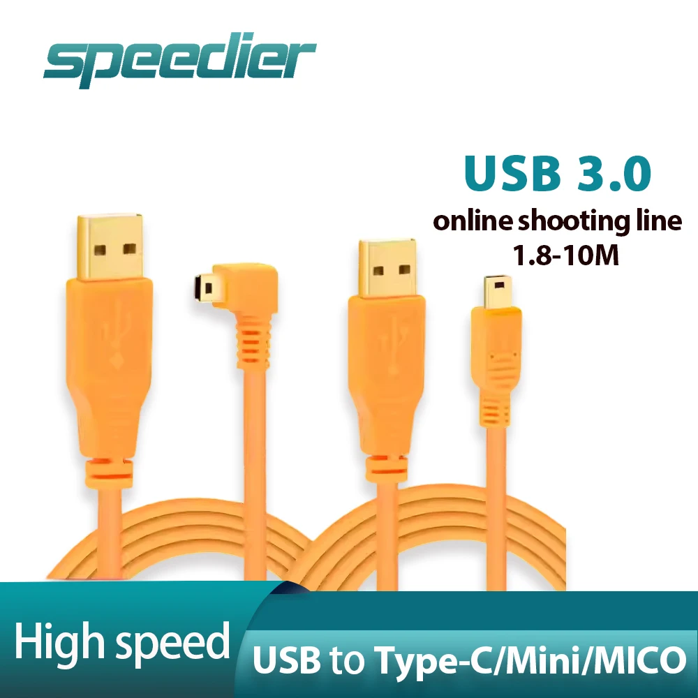

USB Mini Type-C Tethered Shooting Cable for SLR Camera Computer Compatible with Canon 5D2 6D2 Nikon D7000 D80 Data Line 1.8m 10m