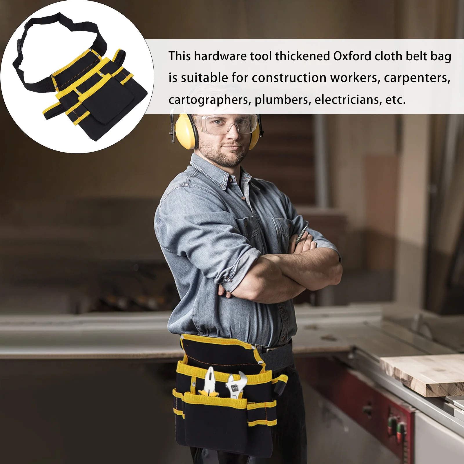 

1pc Tool Waist Bag Large Capacity Thickened Pouch For Electrician Carpenter Multifunctional Maintenance Belt Tool Kit Organizer