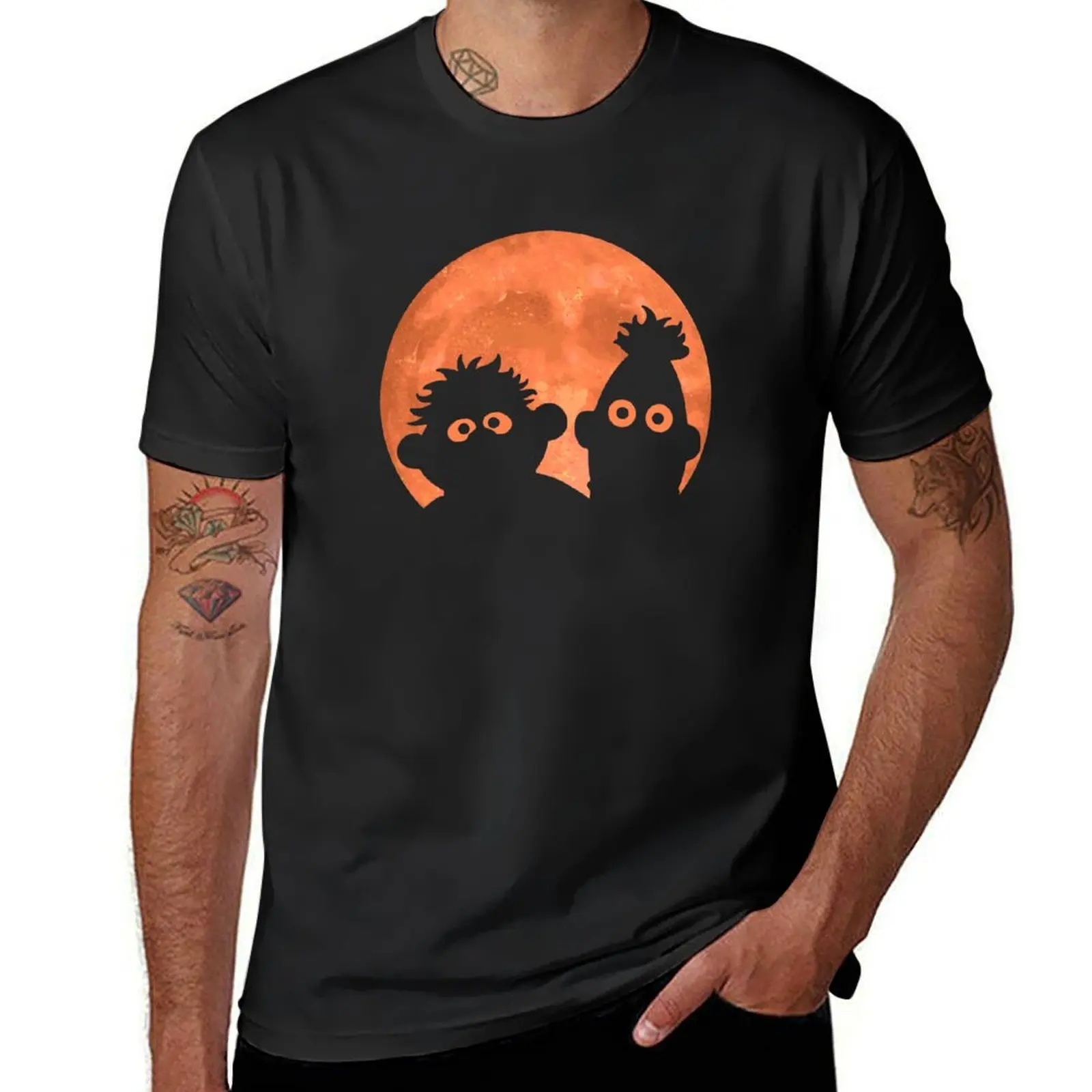 Ernie And Bert Blood Moon T-Shirt customizeds sweat Short sleeve tee men