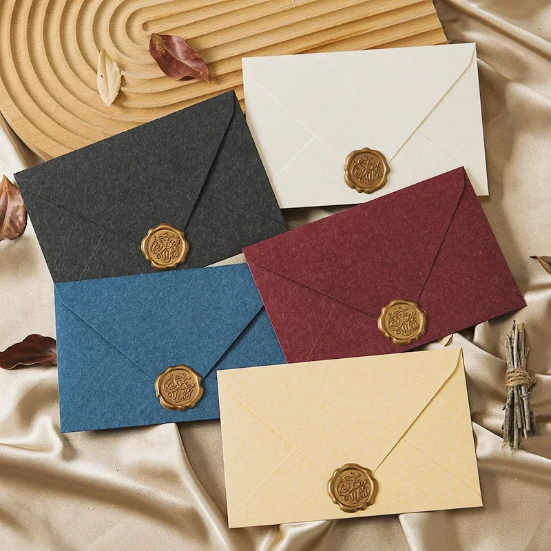 Enveloppes rétro pour tampons à lettres, couverture de cartes optiques, emballage de cadeaux, sac d'argent, bricolage, fête de mariage, cartes d'invitation de Noël, 5 pièces