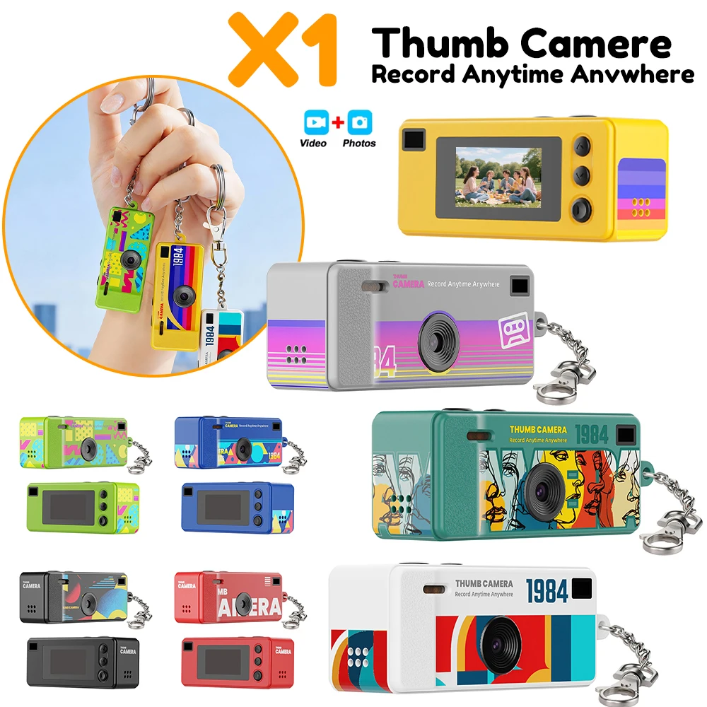 Mini Keychain Camera Thumb Camera Retro Support Memory Card 