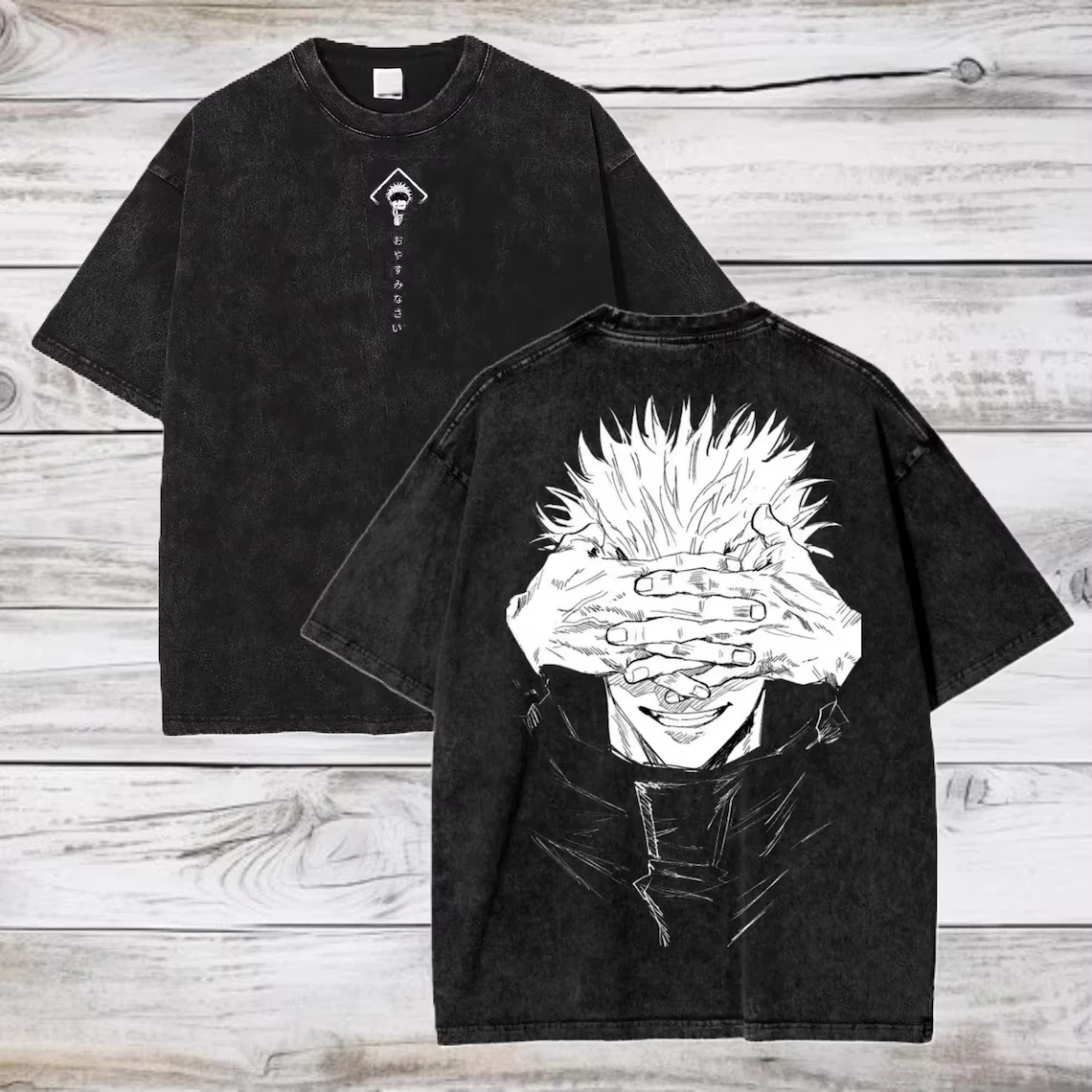Image of Gojo Satoru Jujutsu Kaisen T-Shirt für Männer und Frauen, Gewaschenes Baumwoll-T-Shirt, Sommerkleidung, Kurzarm, Übergroße T-Shirts, Streetwear