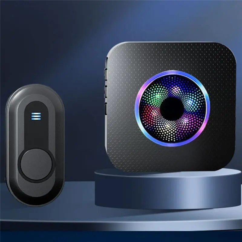 AA94-Wireless Doorbell With Colorful Flashing Lights And Visual Alerts For Elderly, Home Pager, EU Plug