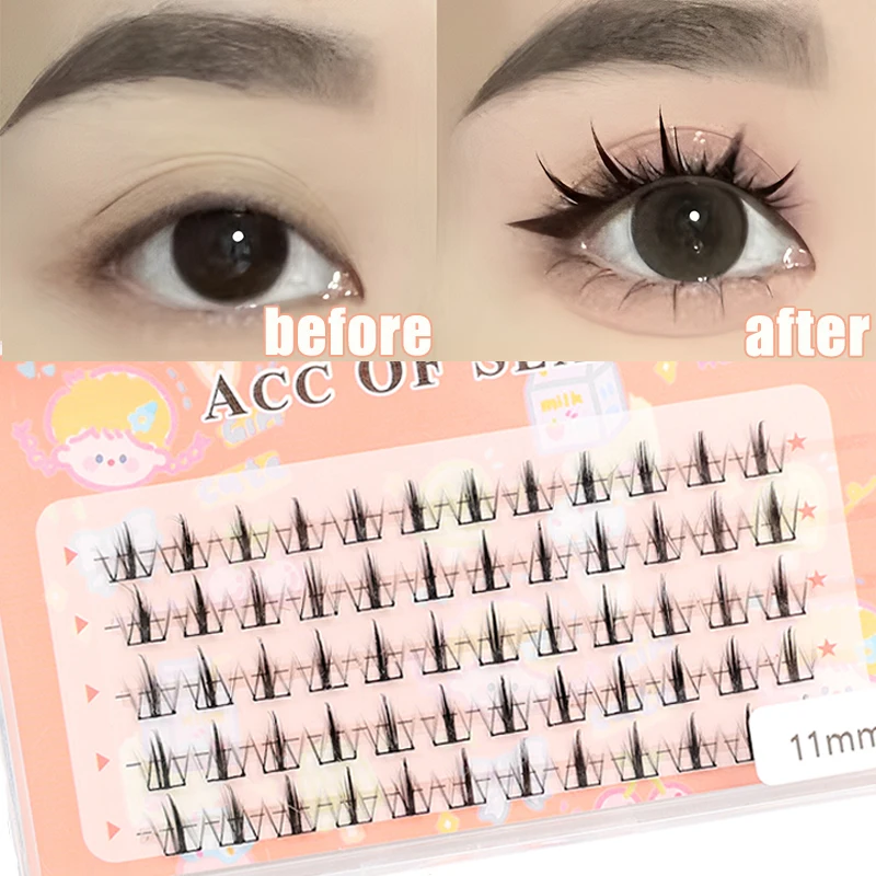 

Eyelashes Extension Segmented Fake Eyelash Thick Manga Little Devil Black Stems False Lashes Natural Soft Comfortable Eye Lashes