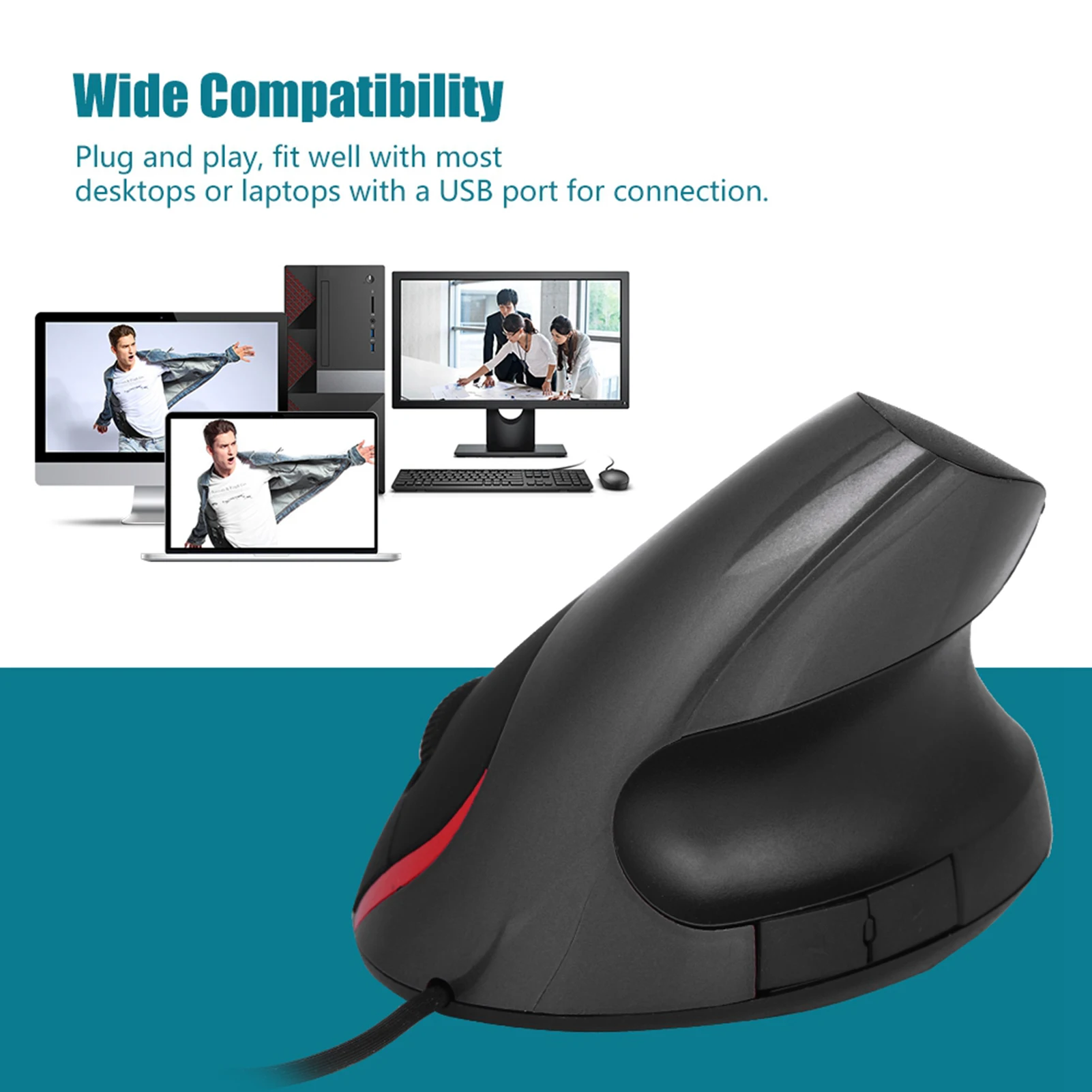 1600DPI USB Vertical Wired Mouse Ergonomic Design Wrist Rest Gaming Mice for PC Laptop Mouse Mouse for Laptop Mouse for Computer