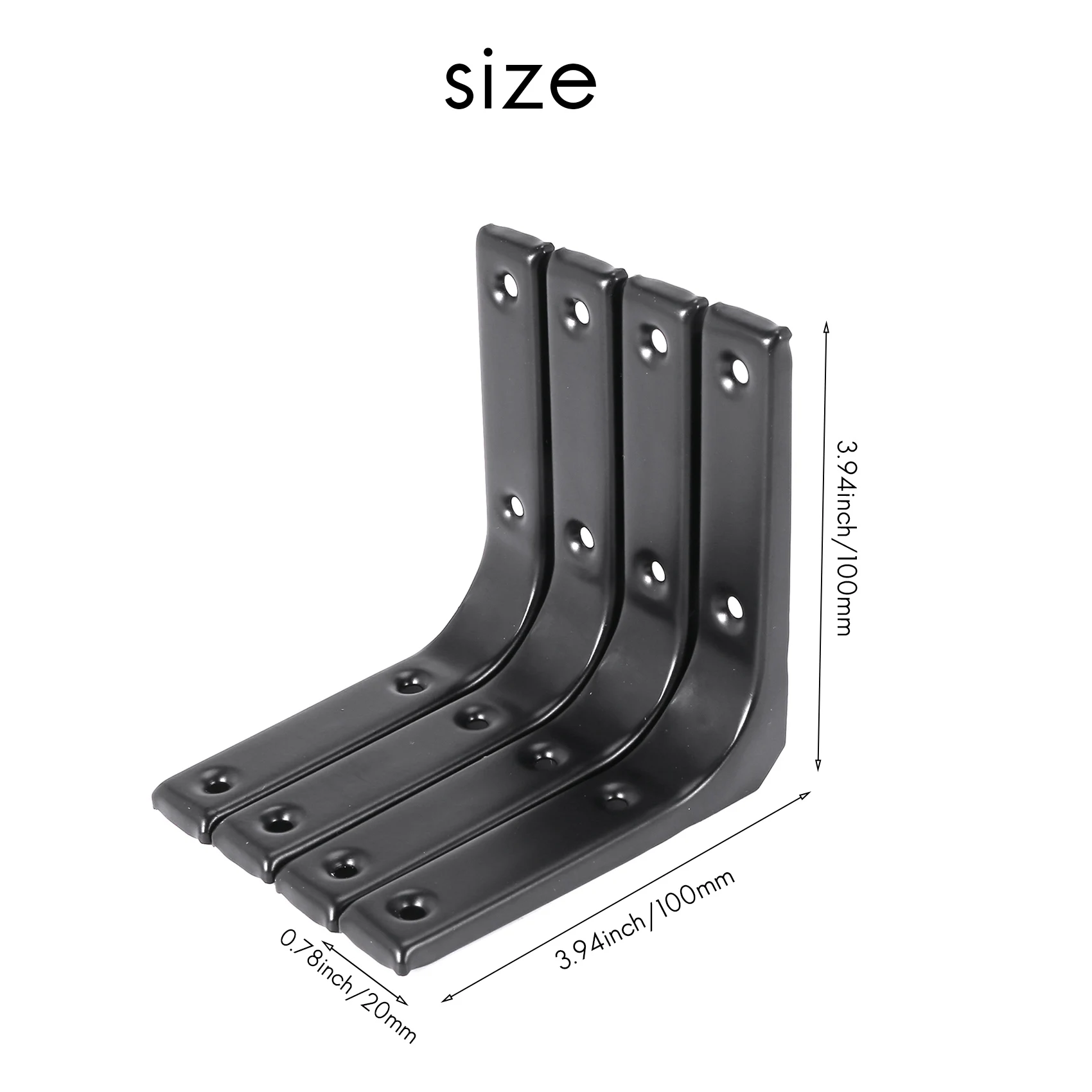 4 قطع من دعامة رف الجدار الحديدي، دعامة دعم الرف شديدة التحمل، دعامة زاوية مشتركة للزينة، أسود ساخن!