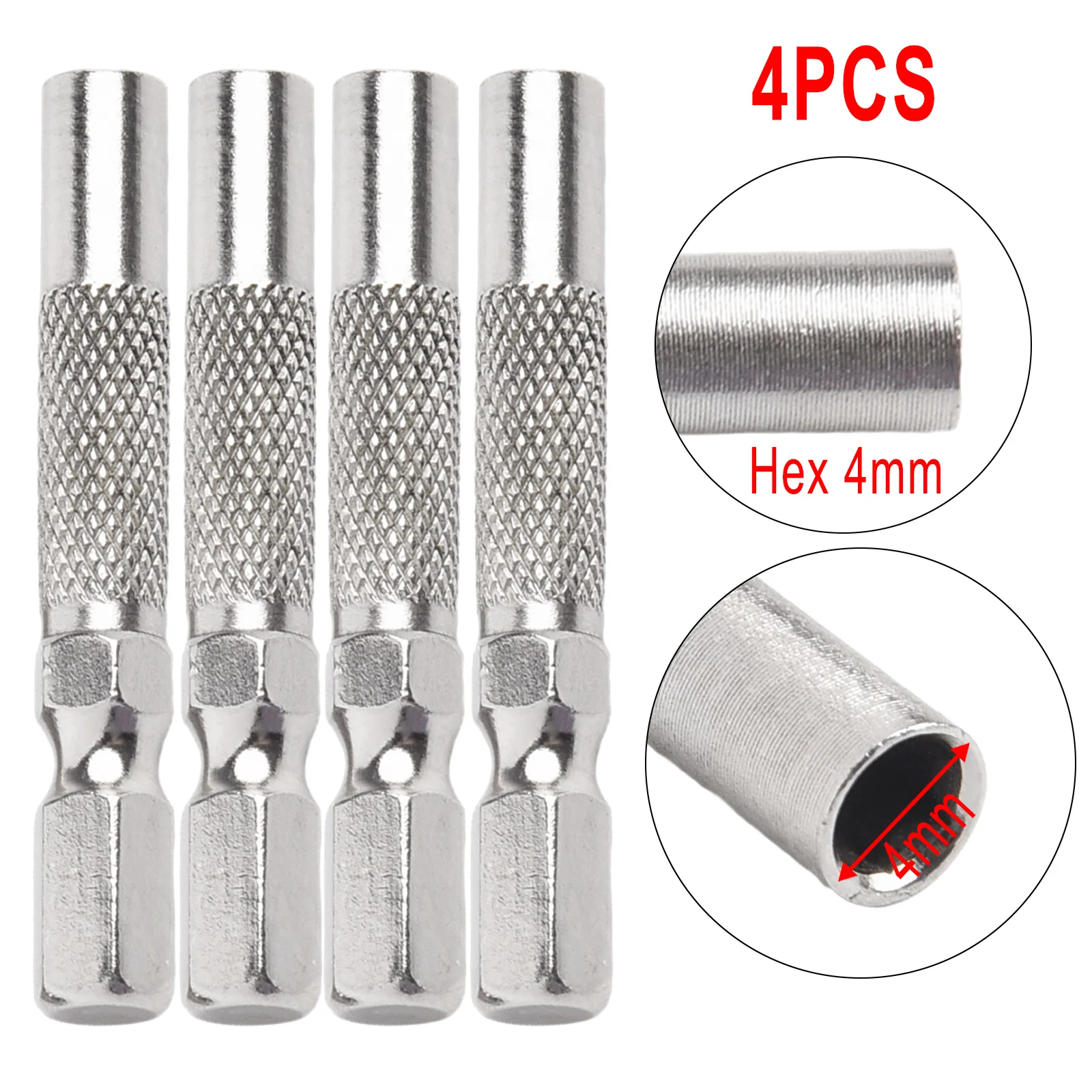 Adapter Set 4pcs Enables 1/4 Inch Electric Screwdrivers To Utilize 4mm Hex Bits With Stable Hex-to-Hex Engagement