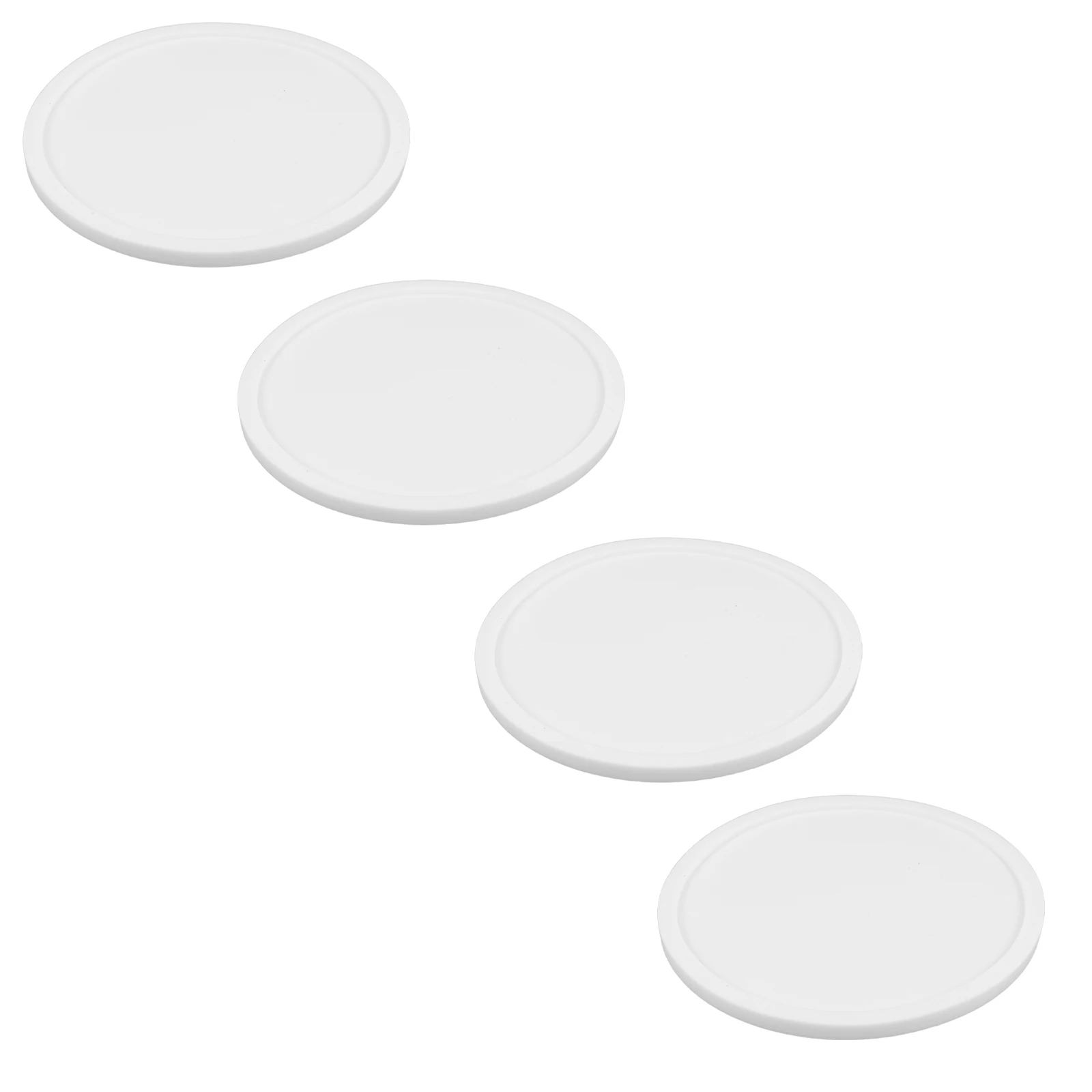 

4Pcs Round Silicone Drink Coasters Thickened White Nonslip Cup Mats Heat Insulation Table Coasters for Coffee Tea Drinks