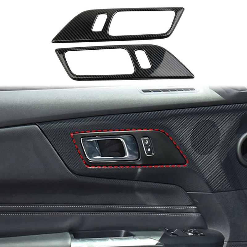 Inner Door Handle Panel Cover Trim For Ford Mustang 2024 Accessories Carbon Fiber