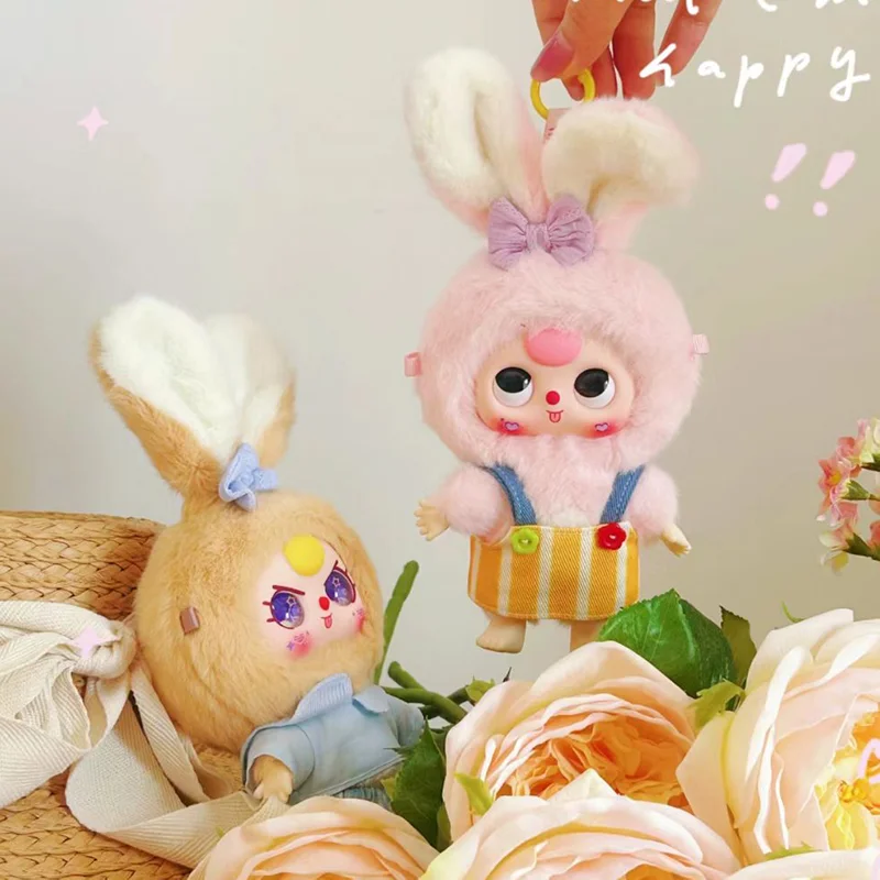 Kawaii Baby Three Macarone Little Rabbit Blind Box Vinyl Face Plush Model Surprise Figure Dolls Collection Toys kids Xmas Gift