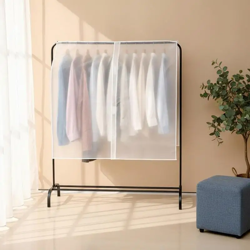 Garment Dust Cover Waterproof Transparent Fabric Washable Dustproof Cover for Travel Hanging Clothes Coat Suit Storage