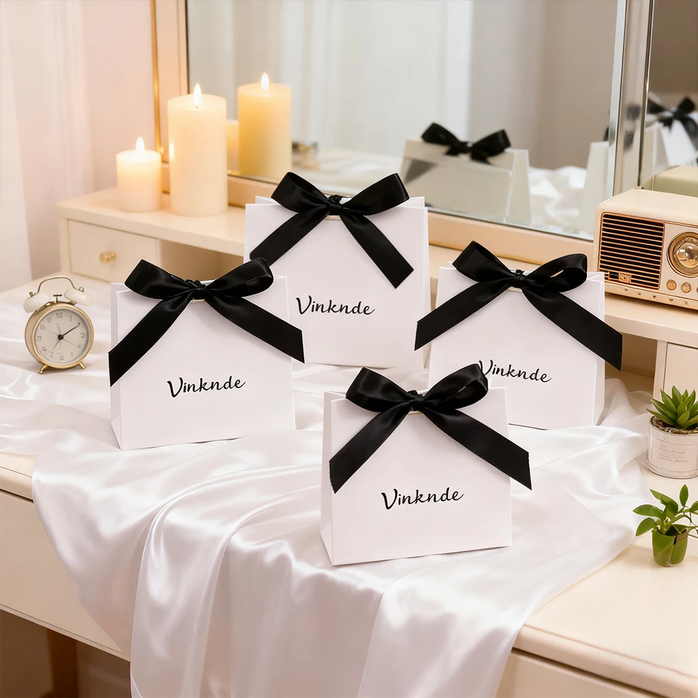 

Сумка с ручкой для упаковки ювелирных изделий с персонализированным логотипом и лентой с бантом, свадебный органайзер для детского душа, конфеты, печенья, косметический подарок