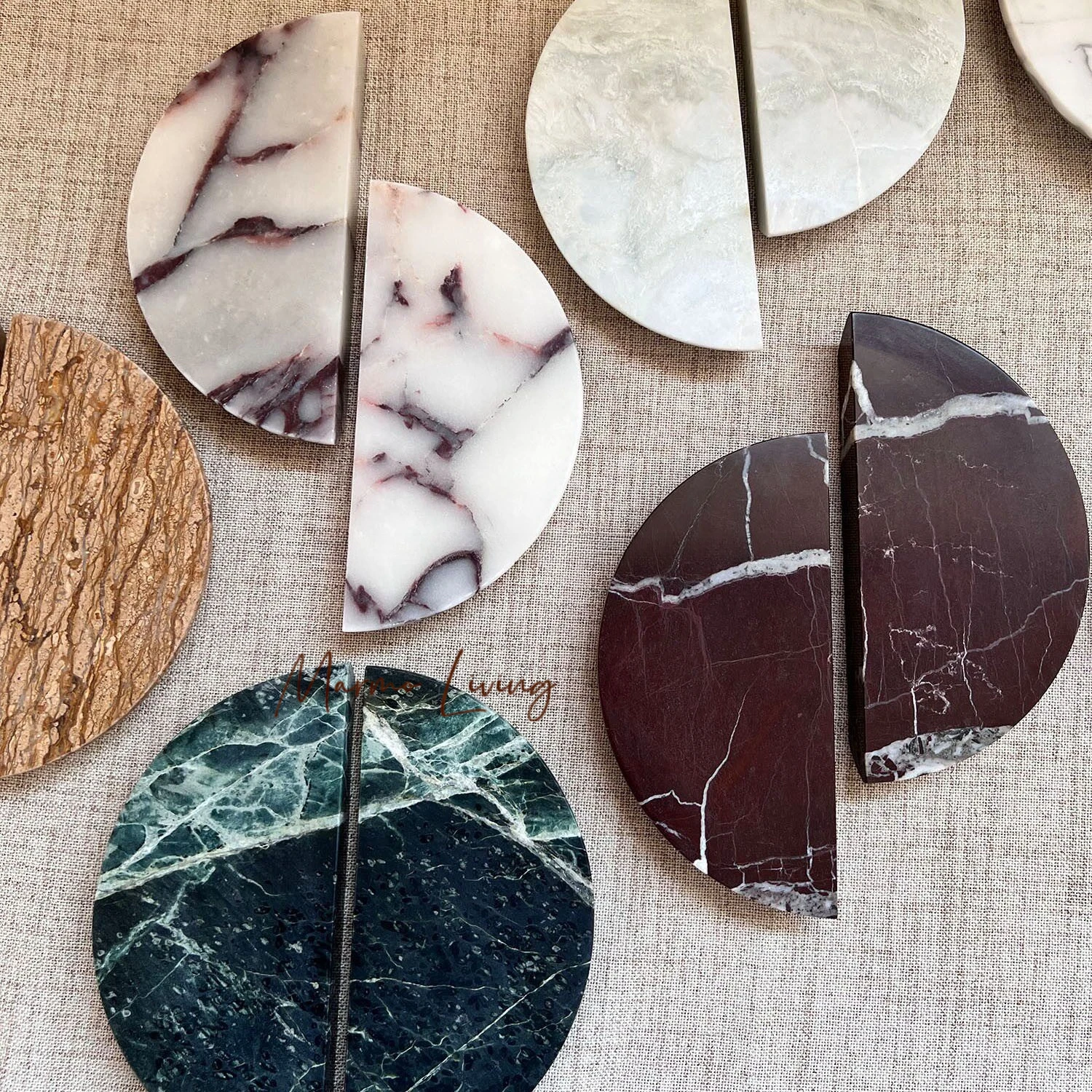 

French Luxury Natural Marble Glass Door Handle High End Design Wabi Sabi Stone Cabinet Pull