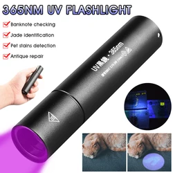 UV Flashlight Black Light Rechargeable 365nm Ultraviolet Handheld Torch Portable For Detector For Dog Urine Pet Stains Bed Bug