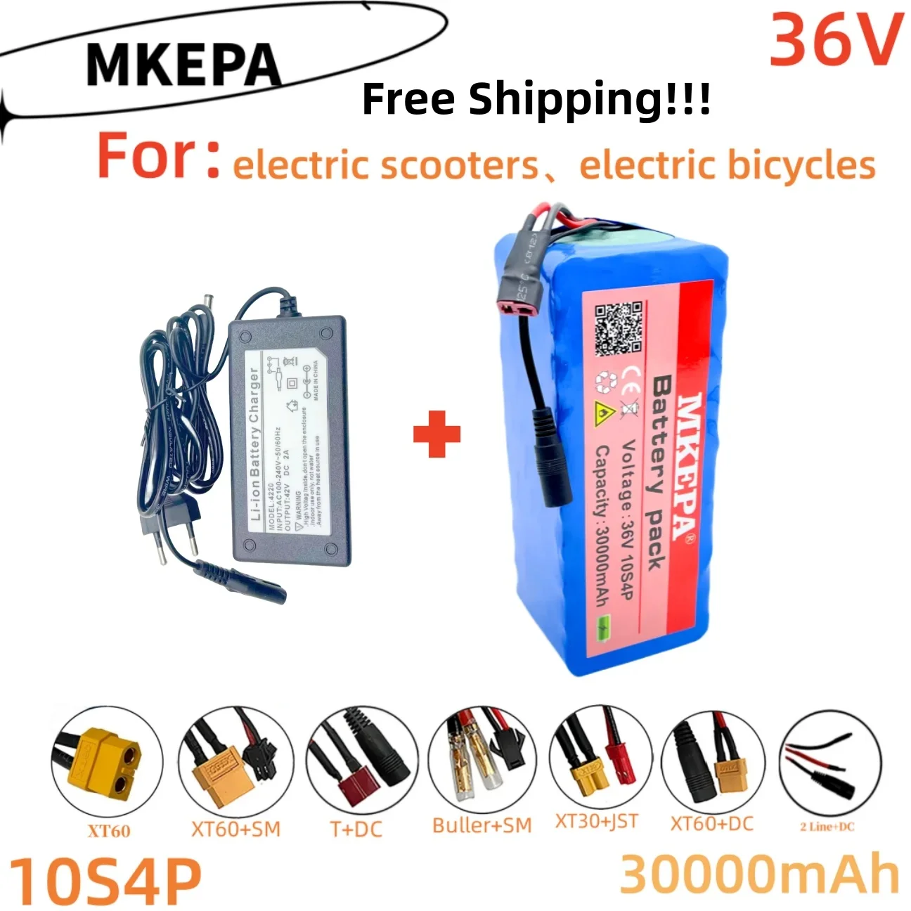 

18650 lithium battery 36V 10s4p battery pack 30000mAh, suitable for 750W electric bicycles and electric vehicles with BMS 25A