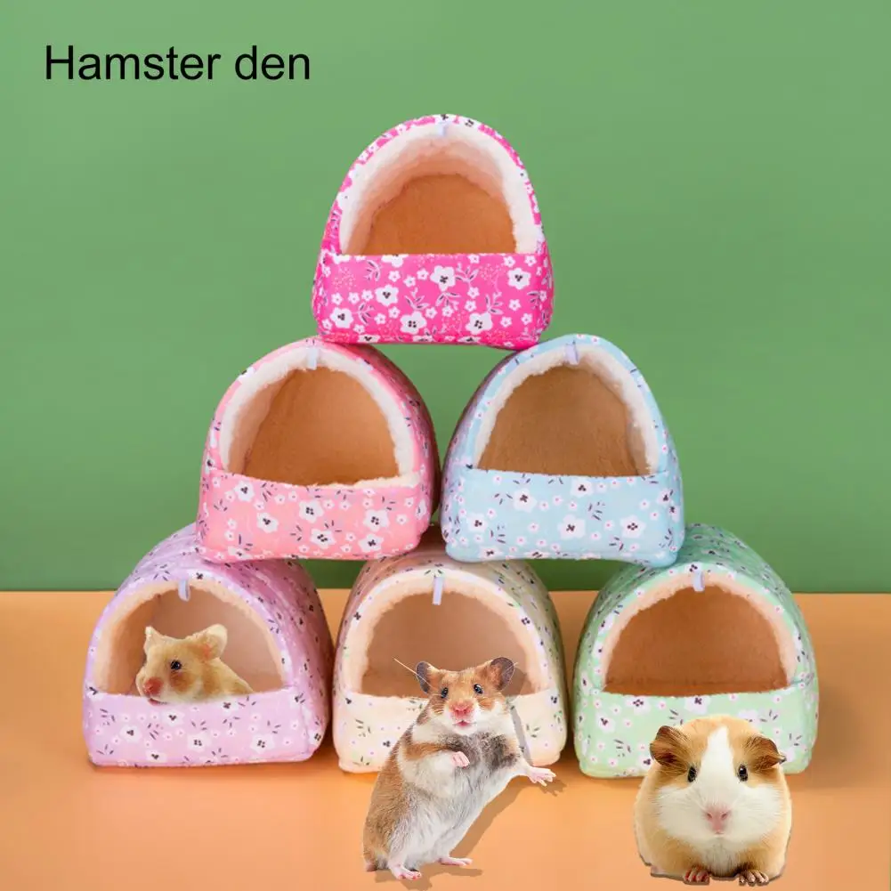 Hamster Nest Comfortable Hamster Bed Cloth Keep Warm  Nice-looking Flower Print Hamster Nest