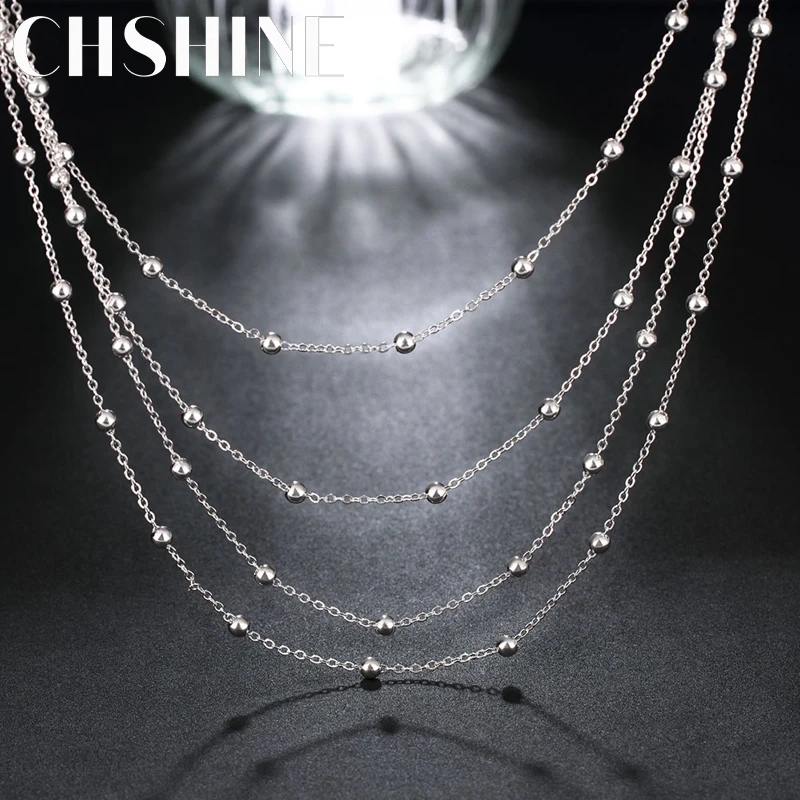 

Fine 925 silver necklace jewelry European style popular Women lady cute Charms beads chain fashion Valentine's Day gift