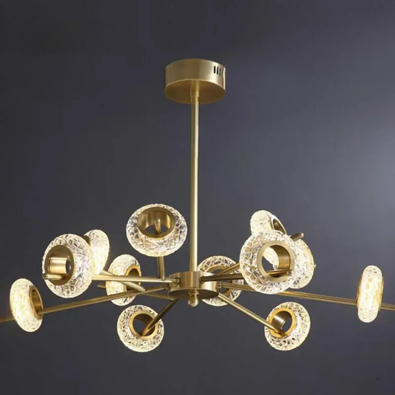 Nordic Golden chandelier Crystal Circle Led  Luxury Ring  Indoor Decoration for Dining Room lobby