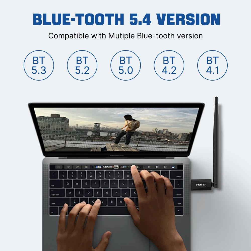 Fenvi-Adaptateur USB Bluetooth 5.4, pilote gratuit pour PC, souris sans fil, clavier, musique, récepteur audio, émetteur, Windows 10, 11