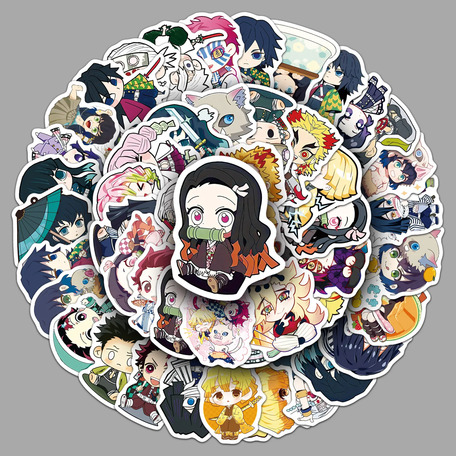 50Pcs Demon Slayer Japanese Anime Stickers Graffiti Skateboard Refrigerator Decorated Notebook Luggage Waterproof Sticker