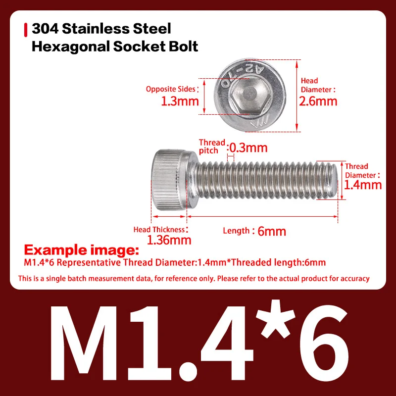 Boulon à six pans creux en acier inoxydable, vis à tête cylindrique à six pans creux, grade 304, figurine M1.4, M1.6, M2, M2.5, M3, M5, M6 ~ M20, Din912, 6.8