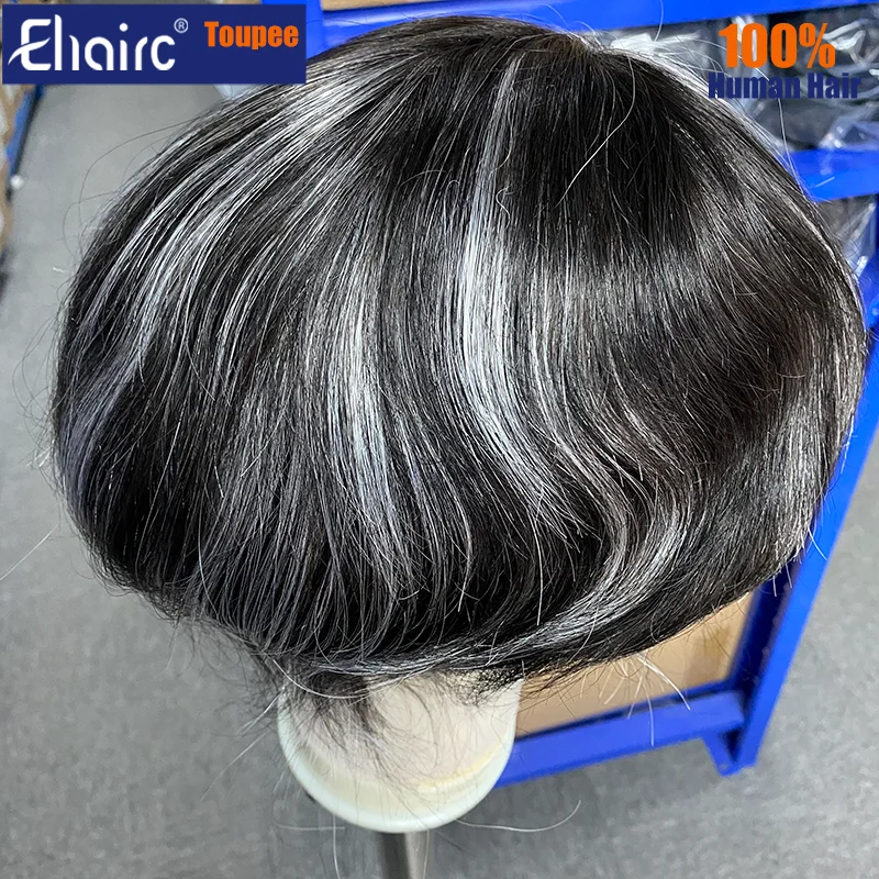 

Мужской парик-протез из 100% натуральных человеческих волос с тонкой микроосновой и узлами, с выделенной линией роста волос, для естественного вида