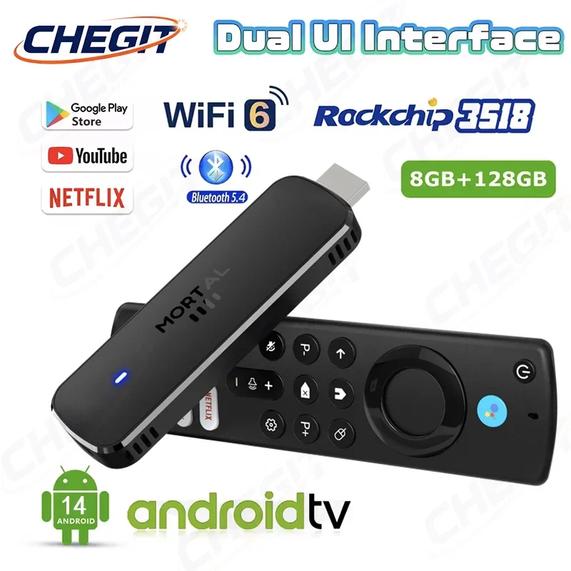

2026 NEW Android14 TV Stick Q8 Smart IPTV Dongle 8K 60fps 8GB RAM 128GB ROM Dual WIFI6 BT5.0 for Netflix YouTube Media Player