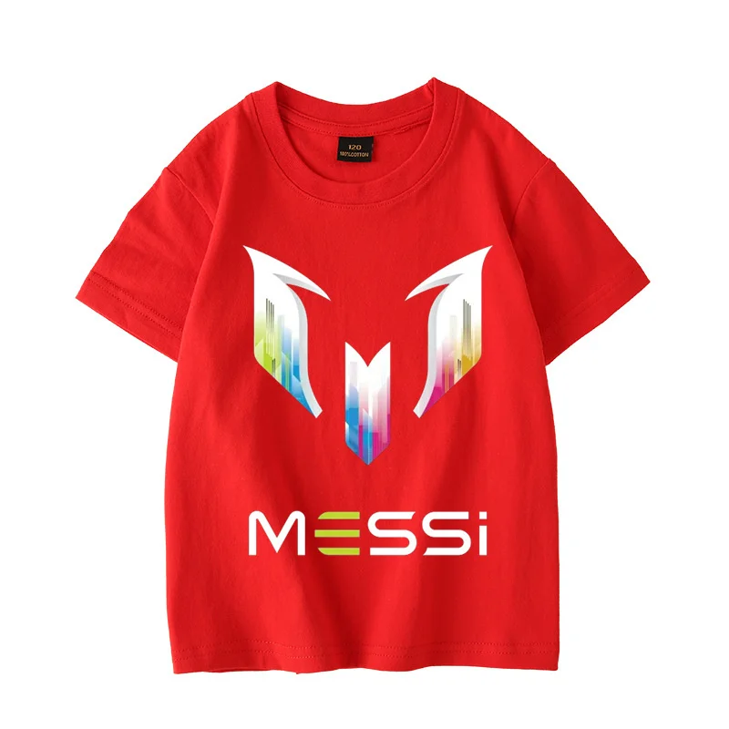 New 100%Cotton Footballer Messi T-Shirt  Summer Child Clothes Comfortable Fashion Sweat Breathable T-Shirt Short Sleeve T-Shirt