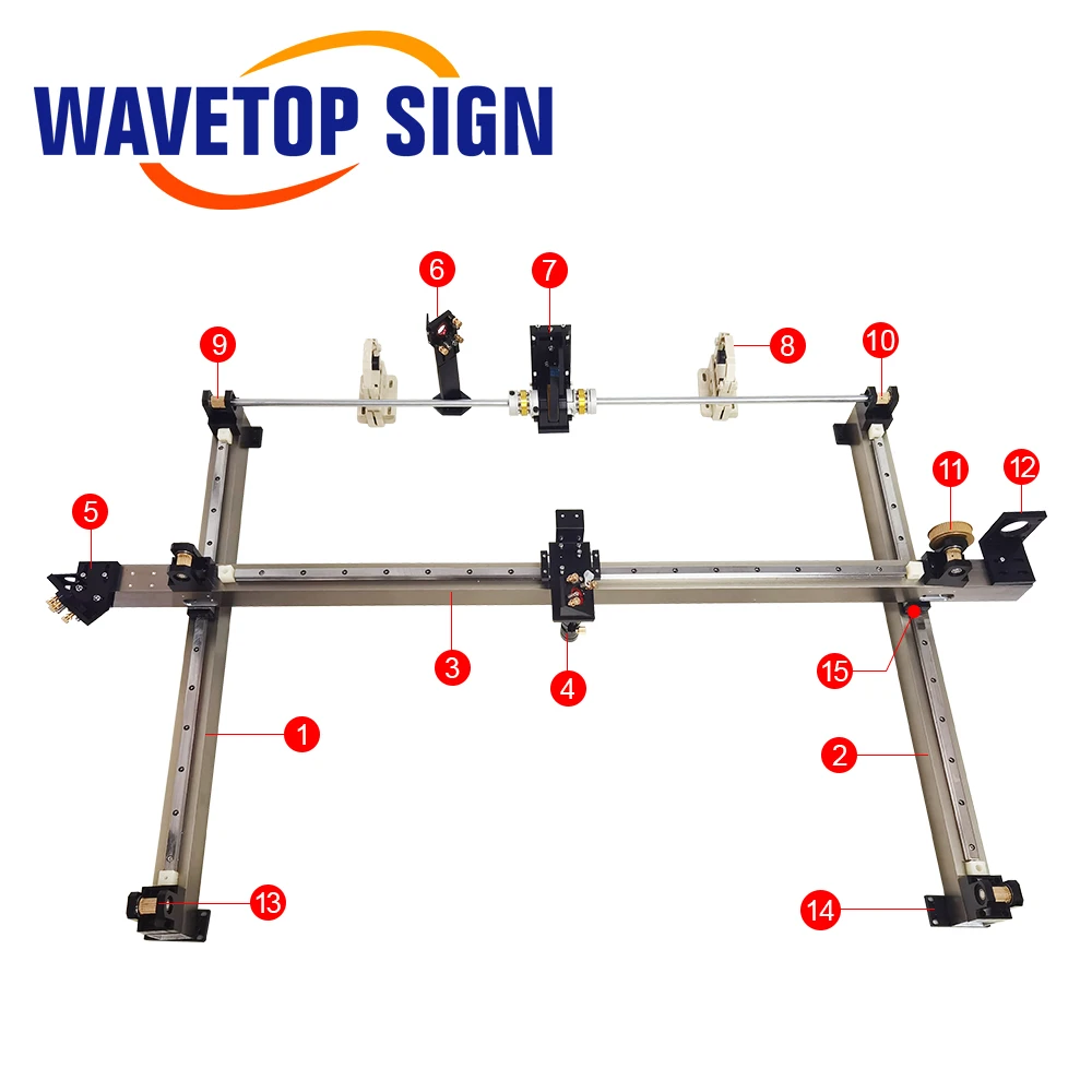 WaveTopSign Mechanical Parts Set 900x600mm Single Double Head Laser Kits Spare Parts for DIY CO2 Laser 9060 Co2 Laser Machine