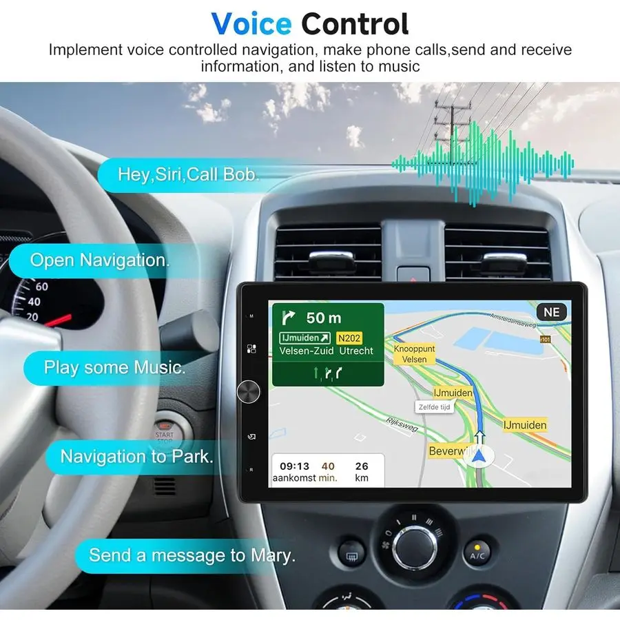 ستيريو سيارة راديو فردي 10.4 مع CarPlay Am Android Auto اللاسلكي، شاشة لمس قابلة للدوران، بلوتوث، صوت 16 نطاق EQ، Mir #4