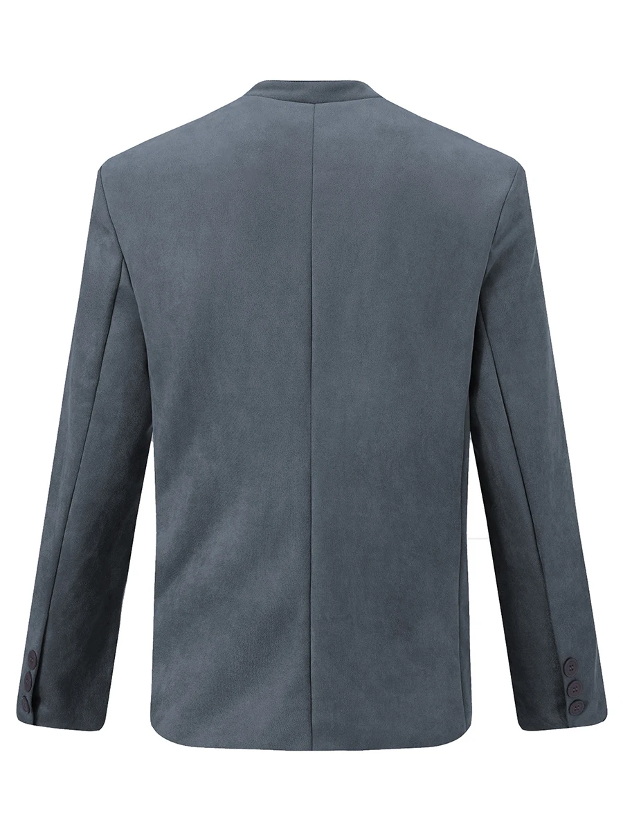 メンズ長袖ブレザー,ヴィンテージ,スタンドカラー,ボタン留め,丈夫なビジネスジャケット,カジュアルジャケット