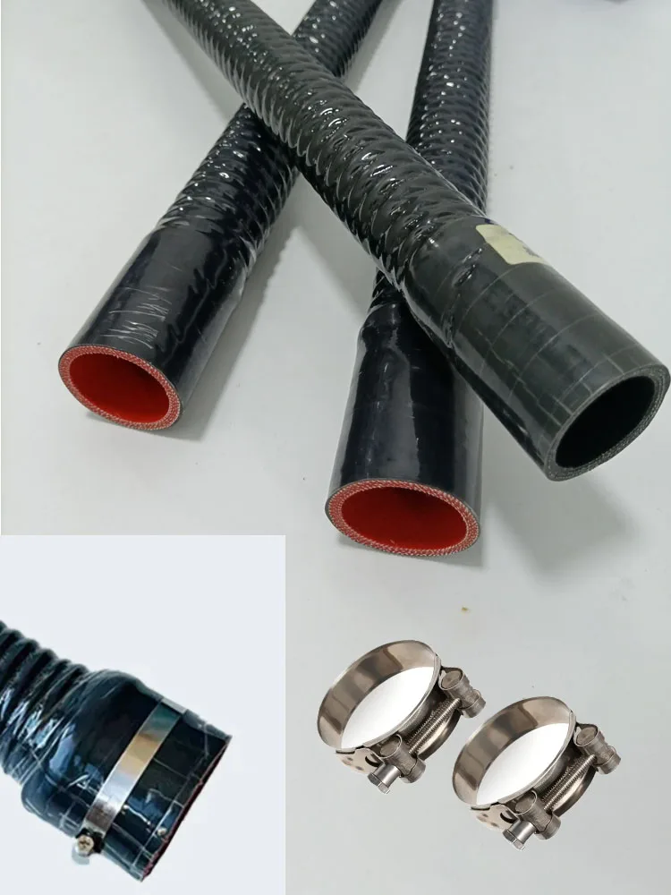 Mangueira de silicone com fio de aço embutido, tubo de conexão de silicone preto ID16-110mm,