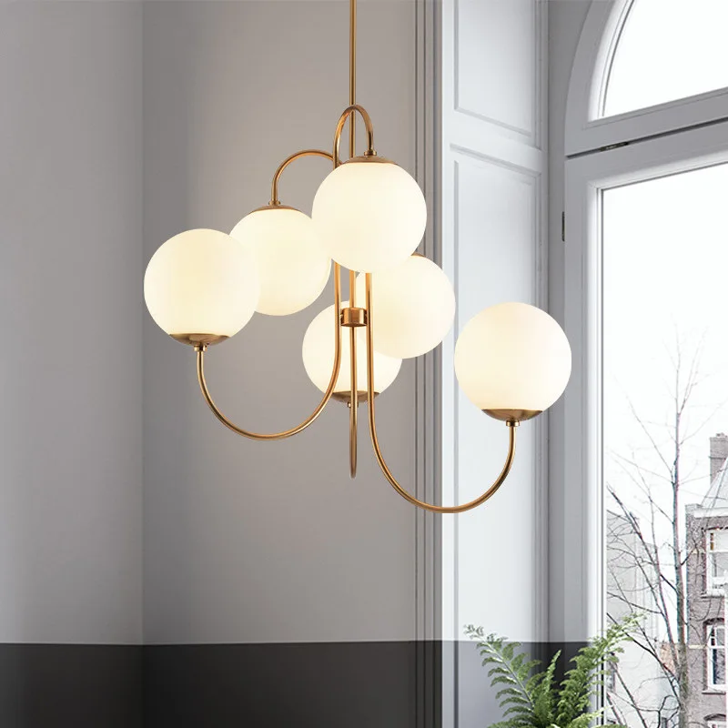 Modern Glass Ball Led Pendant Lights Living Room Bedroom Restaurant Kitchen Chandelier Home Decor