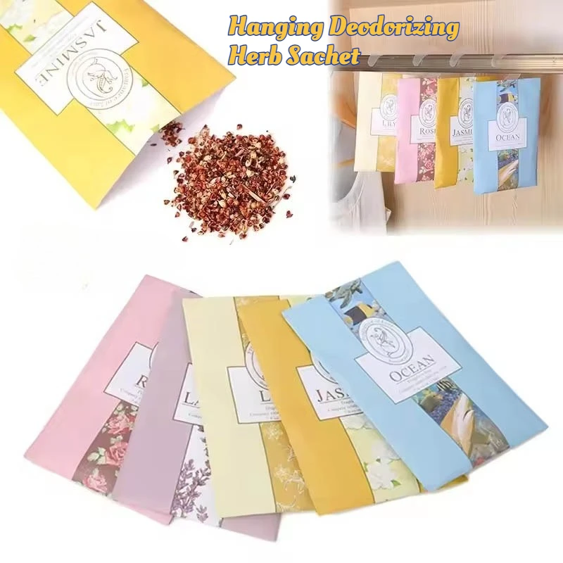 5pcs ​​Natural Jasmine Rose Lavender Hanging Freshener - Long-Lasting Odor Eliminator for Wardrobe Car Closets Refill-Free​​