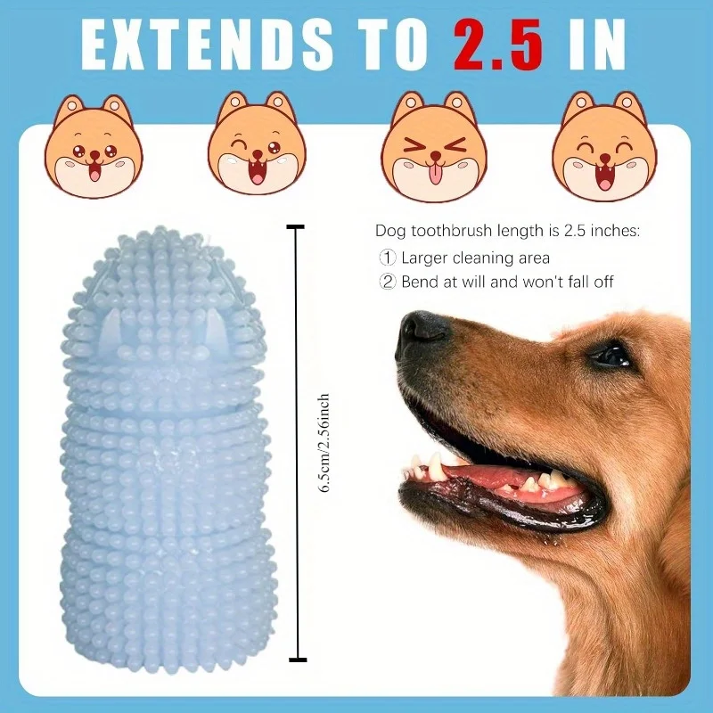 3-Pack Soft Silicone Finger Dog Toothbrush, Pet Dental Care Brush for Medium & Small Dogs, Sustainable, Easy-Fit Design, No Batt