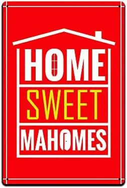 JP's Parcels Tin Signs Man Cave Decor - Metal Sign 12 x 8 in. Home Sweet Mahomes