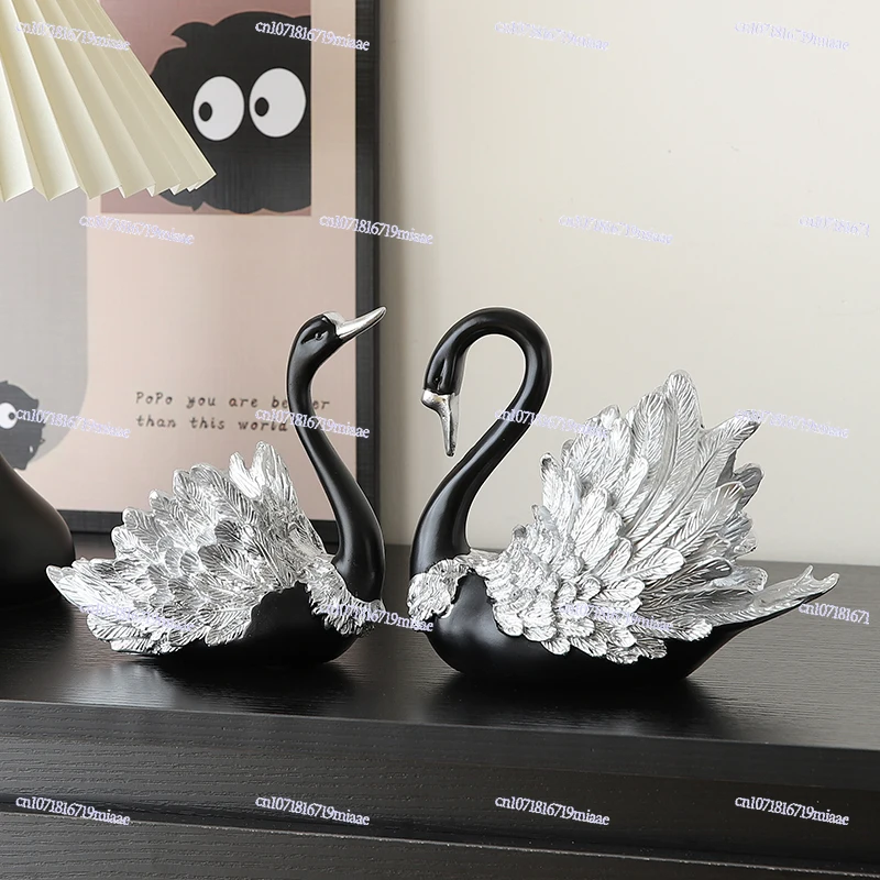 Couple Black Swan Ornament Niche High-end Living Room Home New House Soft Decoration Wedding Gift