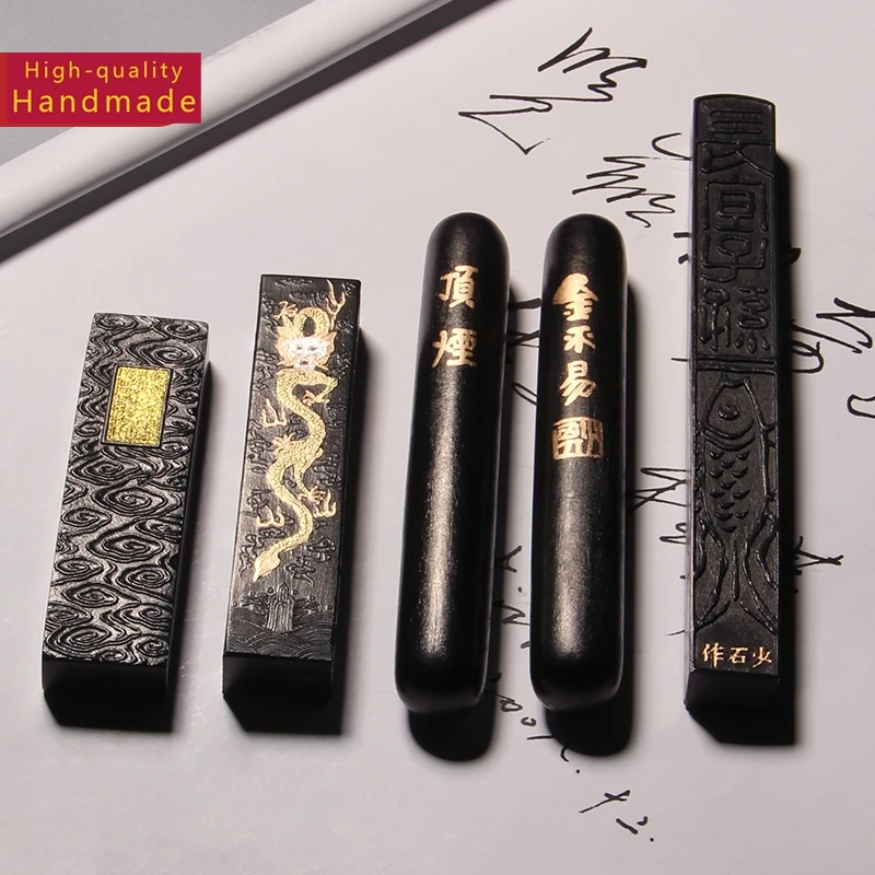 

Ink Stick Block Non-Heritage Hui High-Grade Handmade Natural Ancient Lampblack Paint Smoke Top Works Creation Ingot