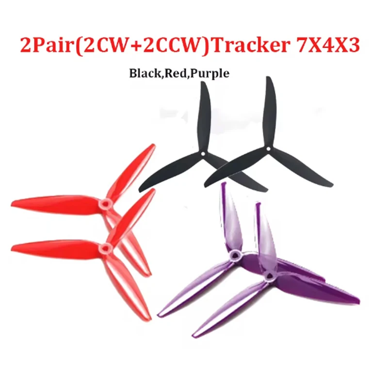 2Pair(2CW+2CCW)Tracker 7X4X3 7040 7-inch 3-blade/tri-blade Poly Carbonate Propeller For 7inch 8inch FPV Freestyle Drone Parts