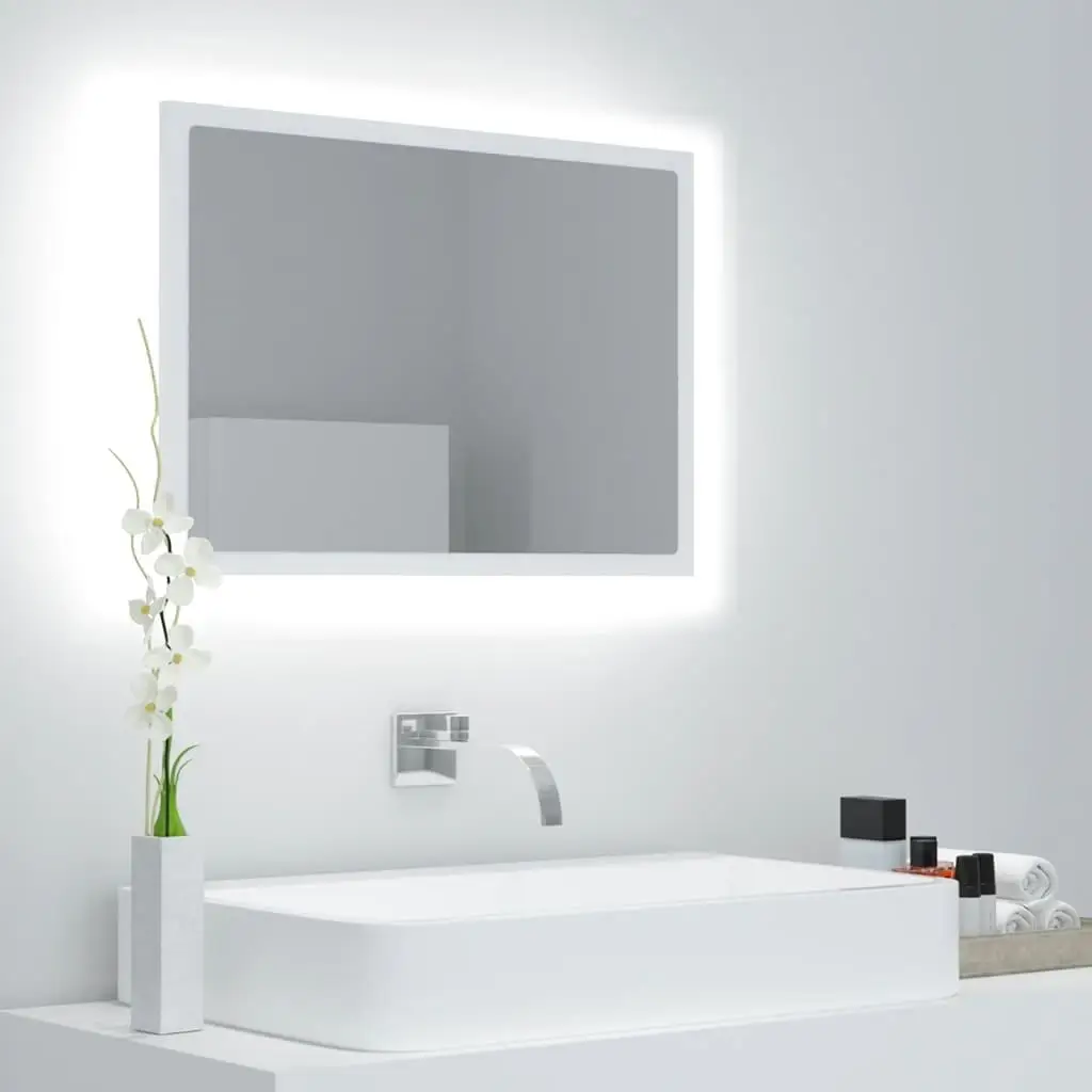 23.6'' Illuminated Bathroom Mirror - White Acrylic Vanity Light with Slim Design