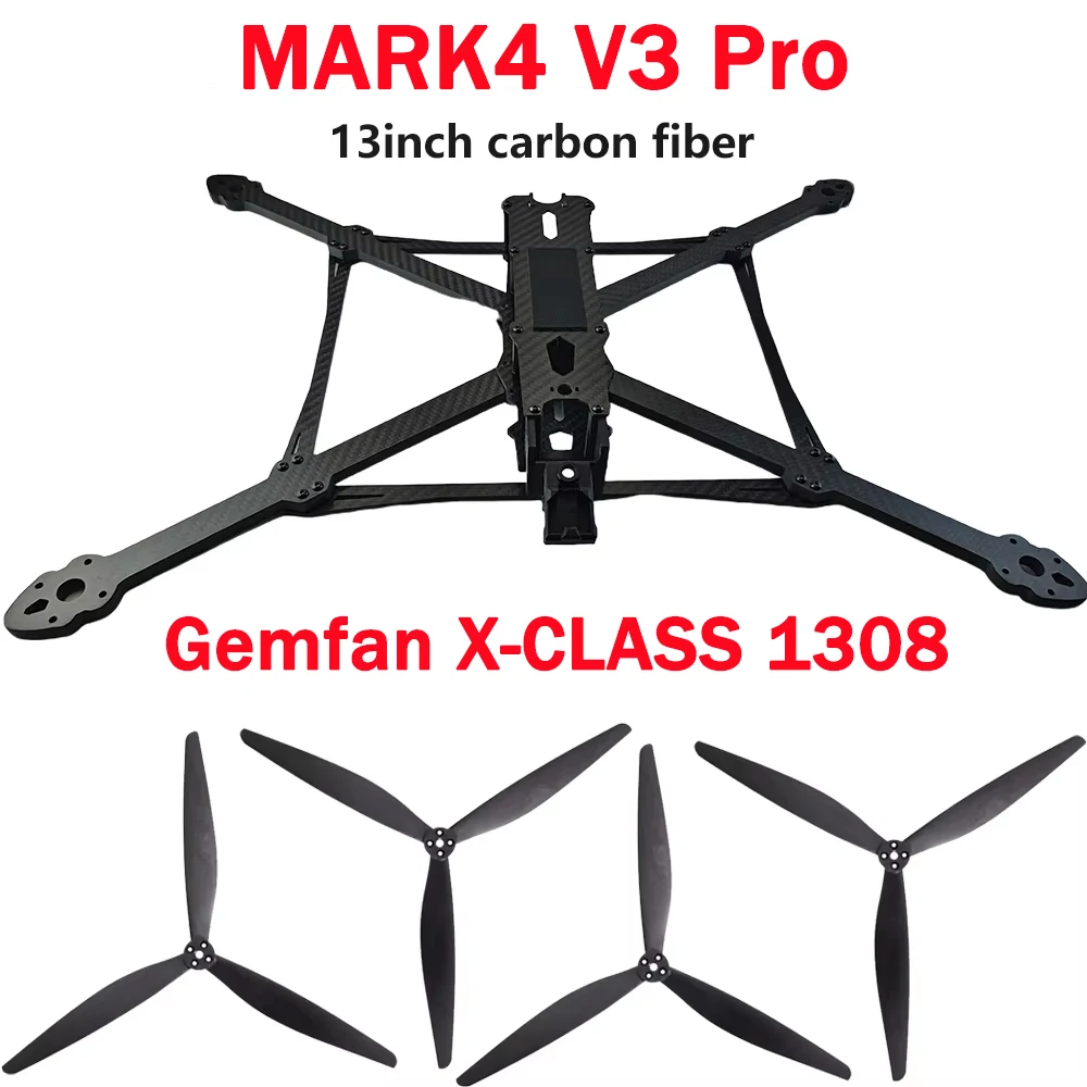 

SoloGood MARK4 V3 Pro 13inch 570mm Carbon Fiber Kit Frame Gemfan X-CLASS 1308 13X8X3 13inch Propeller for FPV Freestyle RC Drone