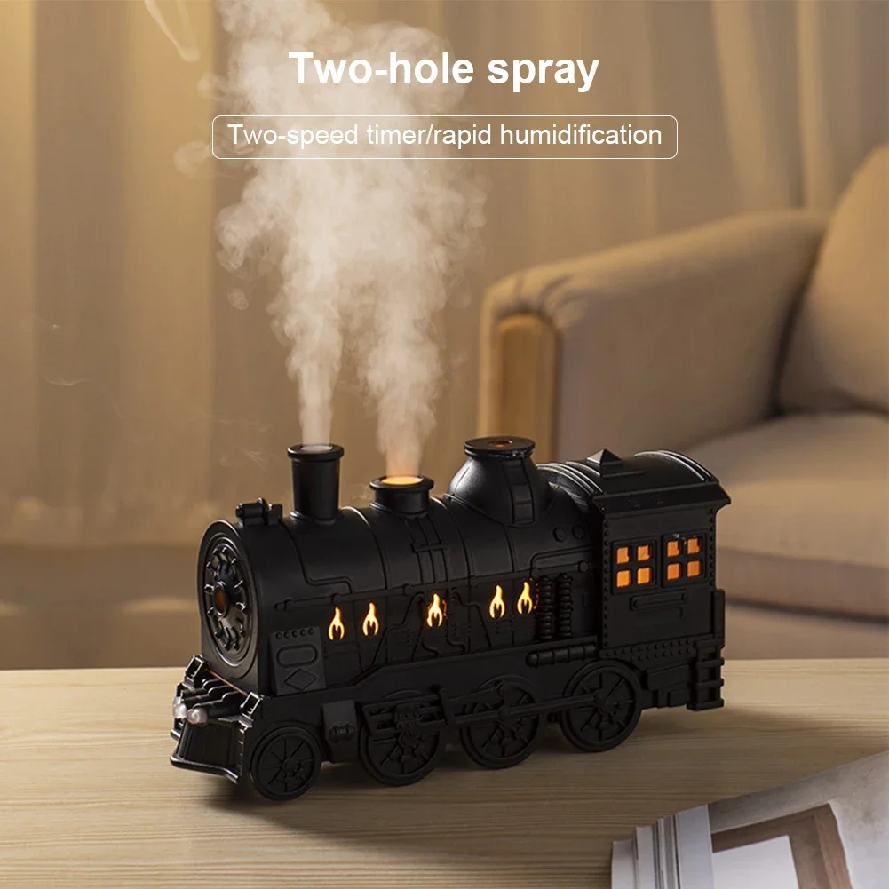 300ml Train Shape Air Humidifier Purifier  Diffuser with Light Cool Mist Sprayer Essential Oil Fragrance   Office