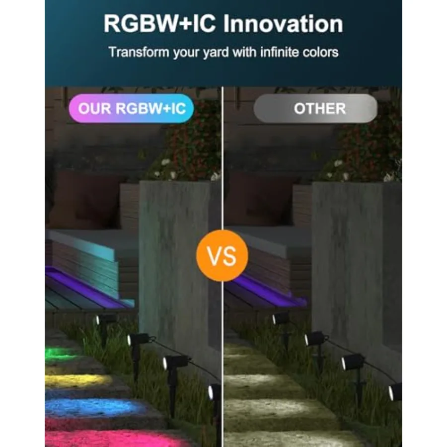 Spotlight Outdoor Smart Low Voltage Landscape Lights 6 Pack Outdoor Spot Lights IP65 Waterproof RGBW Color Changing Spotlights
